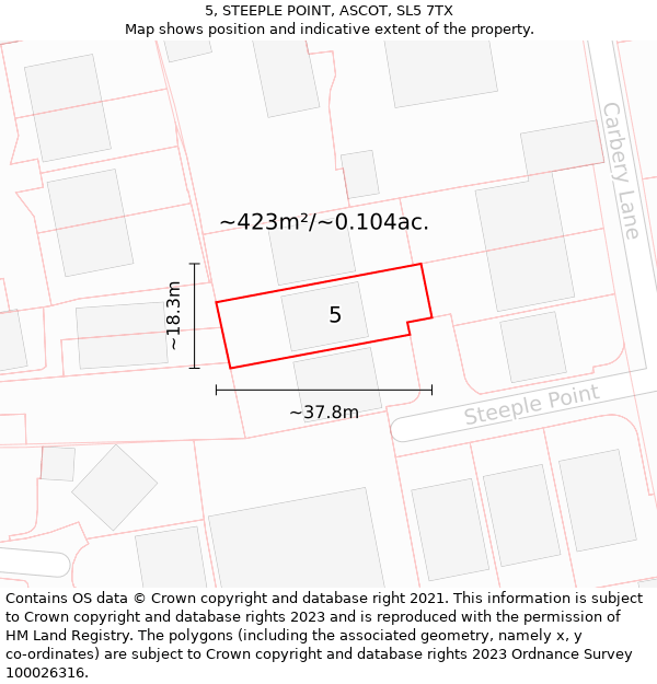 5, STEEPLE POINT, ASCOT, SL5 7TX: Plot and title map