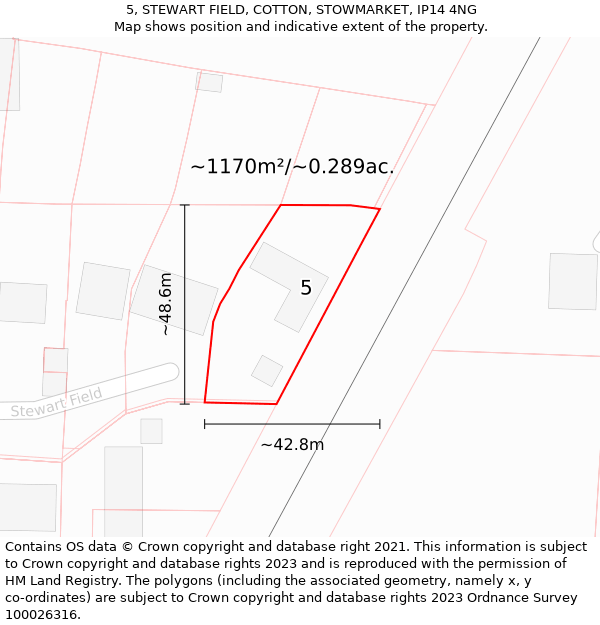 5, STEWART FIELD, COTTON, STOWMARKET, IP14 4NG: Plot and title map