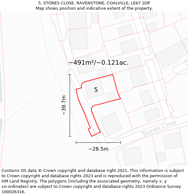 5, STONES CLOSE, RAVENSTONE, COALVILLE, LE67 2DP: Plot and title map