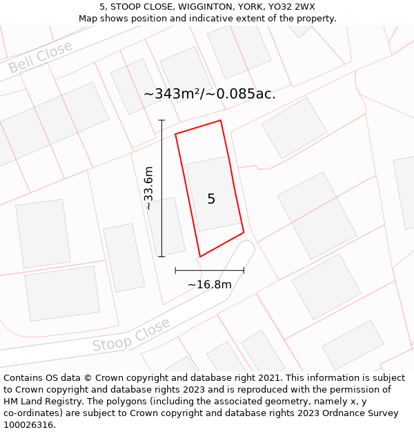 5, STOOP CLOSE, WIGGINTON, YORK, YO32 2WX: Plot and title map