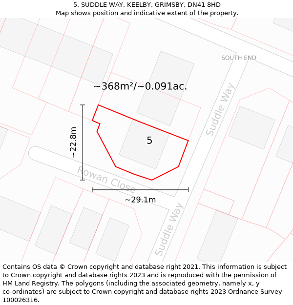 5, SUDDLE WAY, KEELBY, GRIMSBY, DN41 8HD: Plot and title map