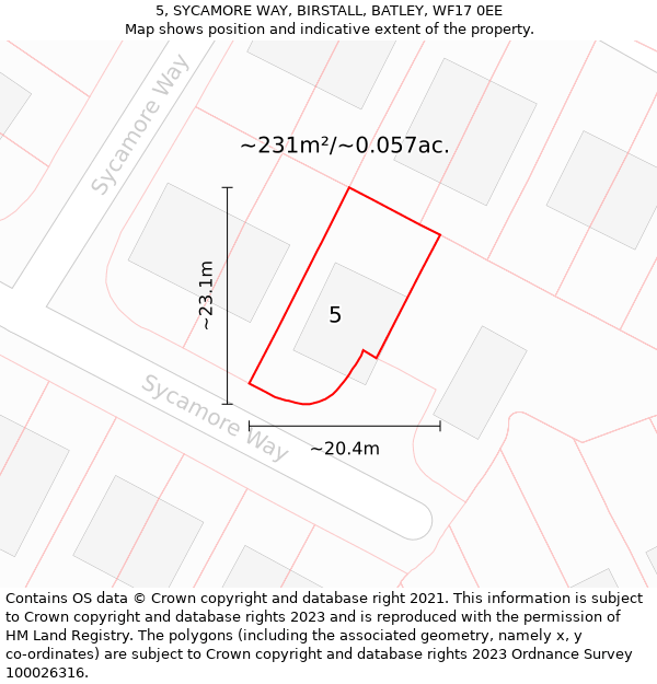 5, SYCAMORE WAY, BIRSTALL, BATLEY, WF17 0EE: Plot and title map