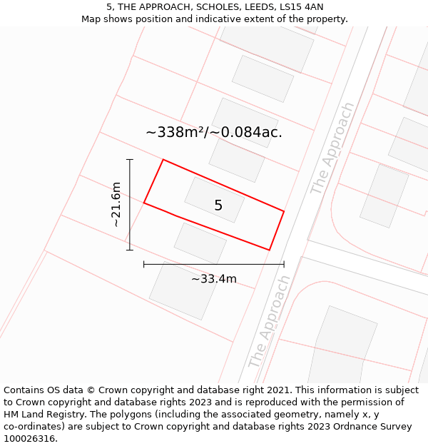 5, THE APPROACH, SCHOLES, LEEDS, LS15 4AN: Plot and title map