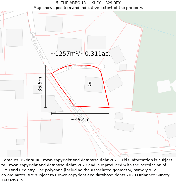 5, THE ARBOUR, ILKLEY, LS29 0EY: Plot and title map