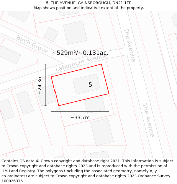 5, THE AVENUE, GAINSBOROUGH, DN21 1EP: Plot and title map