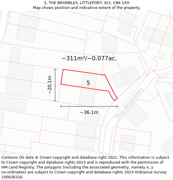 5, THE BRAMBLES, LITTLEPORT, ELY, CB6 1XH: Plot and title map