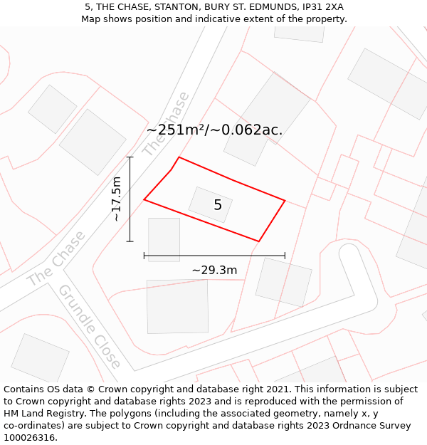 5, THE CHASE, STANTON, BURY ST. EDMUNDS, IP31 2XA: Plot and title map