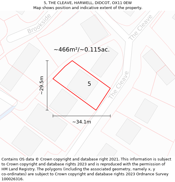 5, THE CLEAVE, HARWELL, DIDCOT, OX11 0EW: Plot and title map