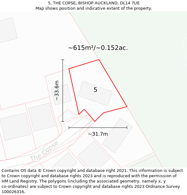 5, THE COPSE, BISHOP AUCKLAND, DL14 7UE: Plot and title map