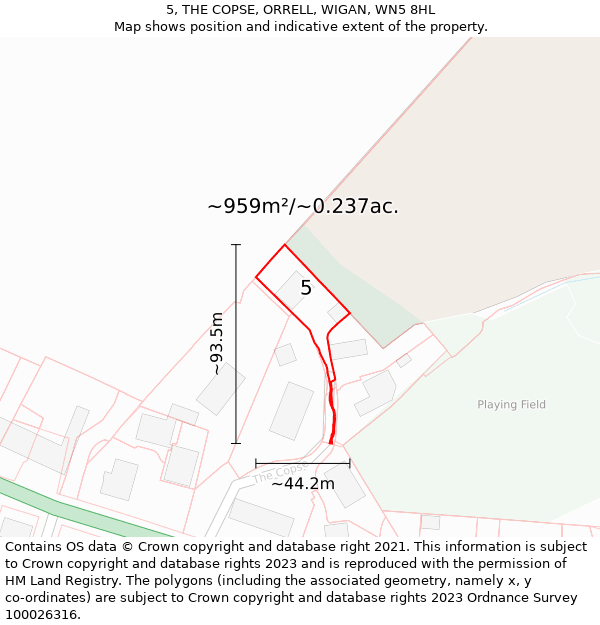 5, THE COPSE, ORRELL, WIGAN, WN5 8HL: Plot and title map