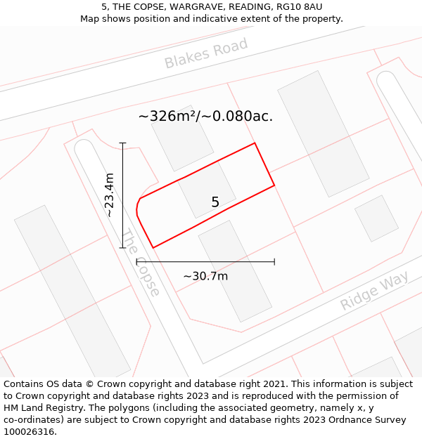 5, THE COPSE, WARGRAVE, READING, RG10 8AU: Plot and title map