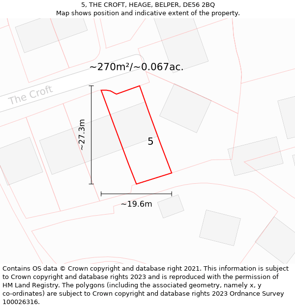 5, THE CROFT, HEAGE, BELPER, DE56 2BQ: Plot and title map