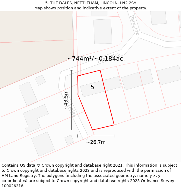 5, THE DALES, NETTLEHAM, LINCOLN, LN2 2SA: Plot and title map