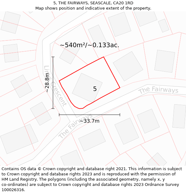 5, THE FAIRWAYS, SEASCALE, CA20 1RD: Plot and title map