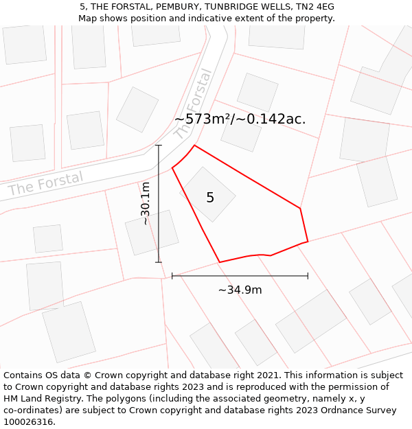 5, THE FORSTAL, PEMBURY, TUNBRIDGE WELLS, TN2 4EG: Plot and title map