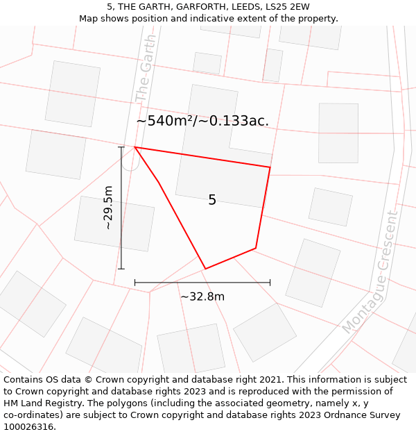 5, THE GARTH, GARFORTH, LEEDS, LS25 2EW: Plot and title map