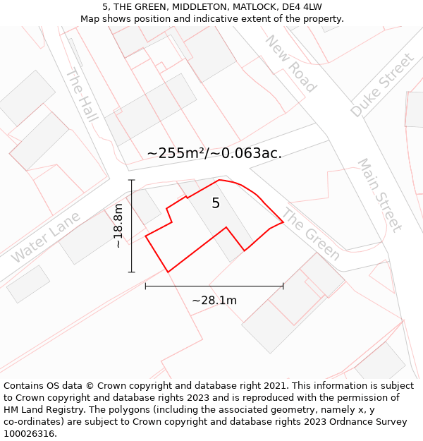 5, THE GREEN, MIDDLETON, MATLOCK, DE4 4LW: Plot and title map