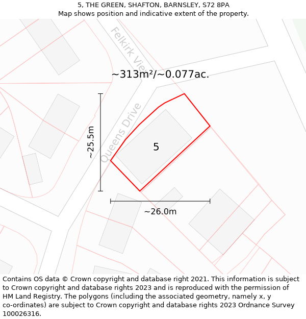 5, THE GREEN, SHAFTON, BARNSLEY, S72 8PA: Plot and title map