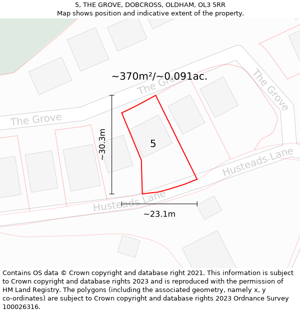 5, THE GROVE, DOBCROSS, OLDHAM, OL3 5RR: Plot and title map