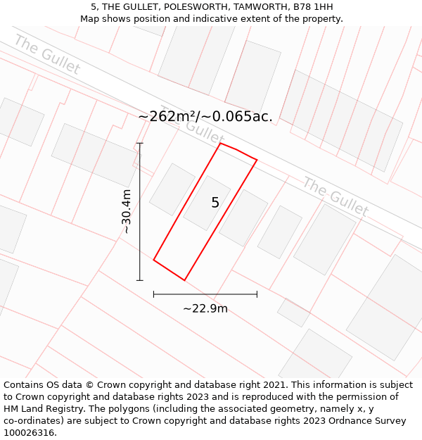 5, THE GULLET, POLESWORTH, TAMWORTH, B78 1HH: Plot and title map