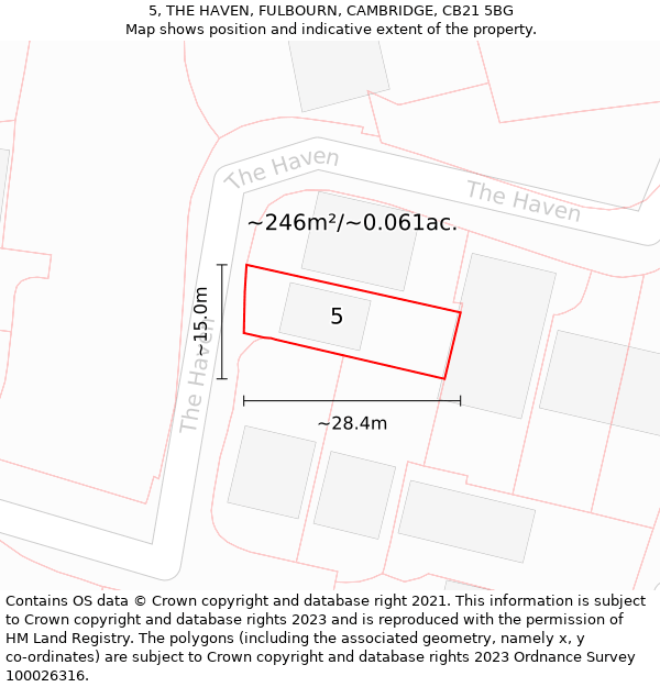 5, THE HAVEN, FULBOURN, CAMBRIDGE, CB21 5BG: Plot and title map