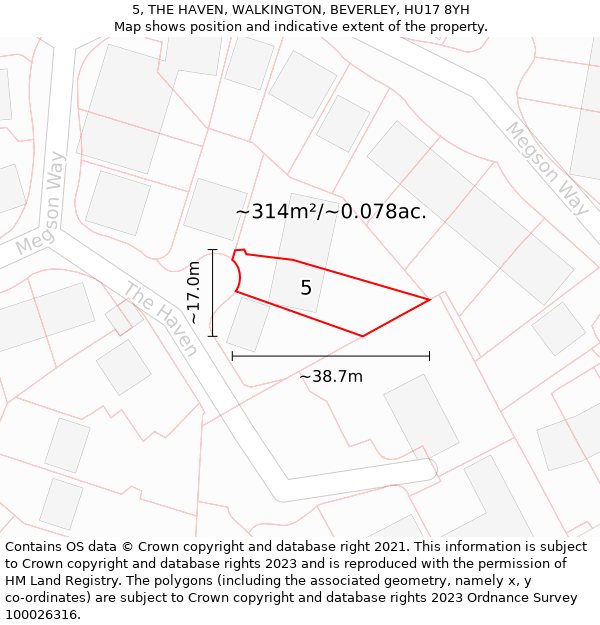 5, THE HAVEN, WALKINGTON, BEVERLEY, HU17 8YH: Plot and title map