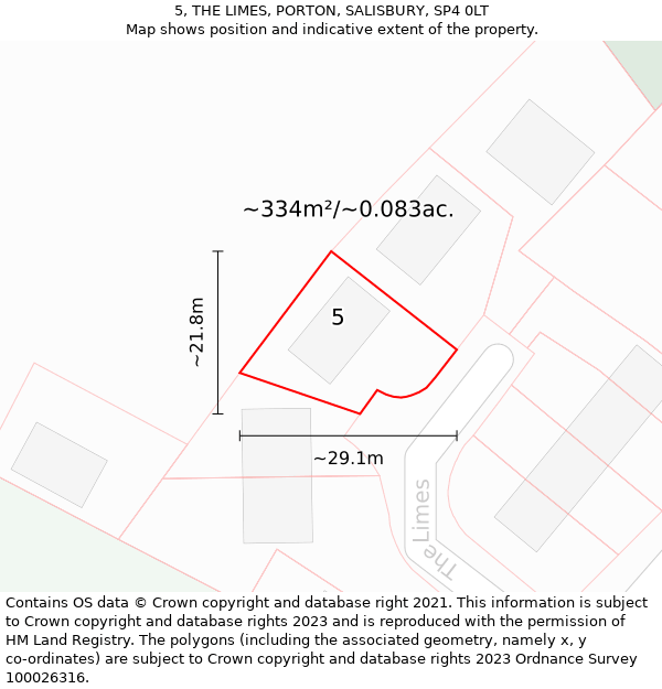 5, THE LIMES, PORTON, SALISBURY, SP4 0LT: Plot and title map