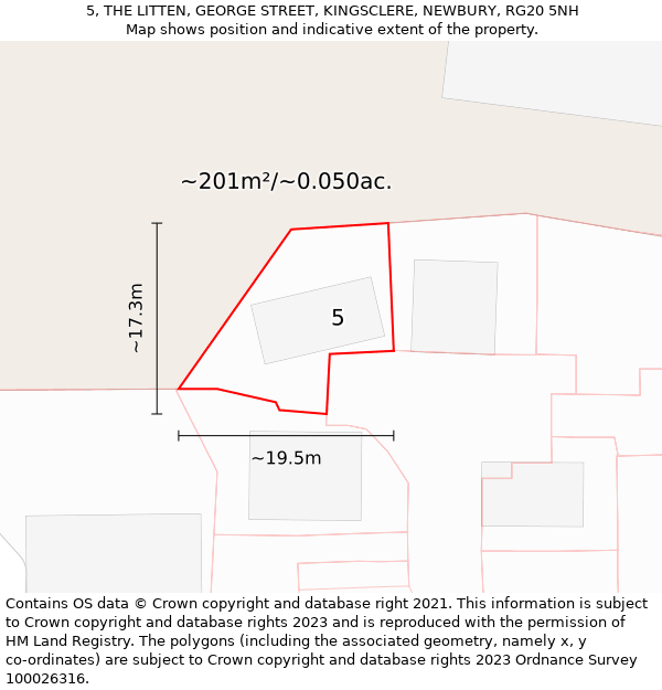 5, THE LITTEN, GEORGE STREET, KINGSCLERE, NEWBURY, RG20 5NH: Plot and title map