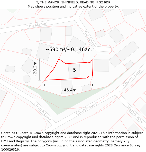 5, THE MANOR, SHINFIELD, READING, RG2 9DP: Plot and title map