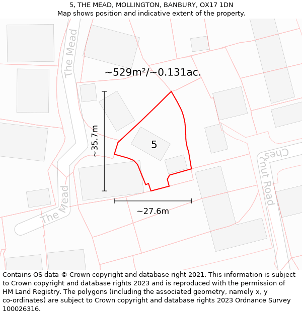 5, THE MEAD, MOLLINGTON, BANBURY, OX17 1DN: Plot and title map