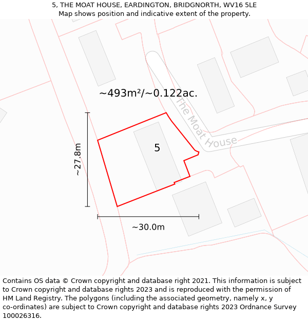 5, THE MOAT HOUSE, EARDINGTON, BRIDGNORTH, WV16 5LE: Plot and title map