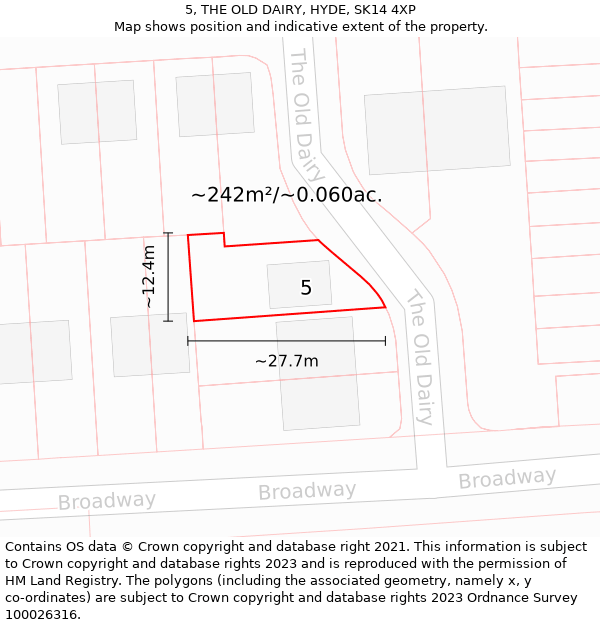 5, THE OLD DAIRY, HYDE, SK14 4XP: Plot and title map