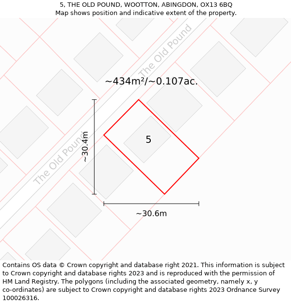 5, THE OLD POUND, WOOTTON, ABINGDON, OX13 6BQ: Plot and title map