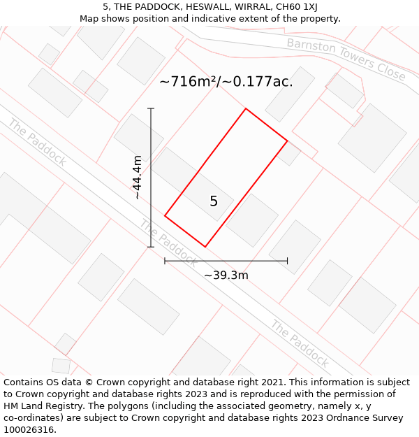 5, THE PADDOCK, HESWALL, WIRRAL, CH60 1XJ: Plot and title map