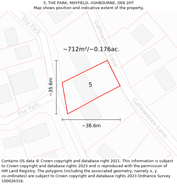 5, THE PARK, MAYFIELD, ASHBOURNE, DE6 2HT: Plot and title map