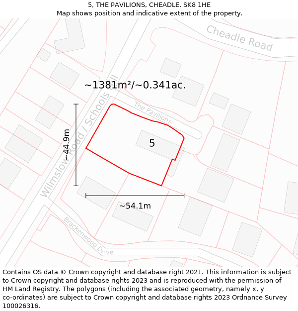 5, THE PAVILIONS, CHEADLE, SK8 1HE: Plot and title map