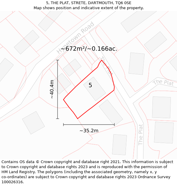 5, THE PLAT, STRETE, DARTMOUTH, TQ6 0SE: Plot and title map