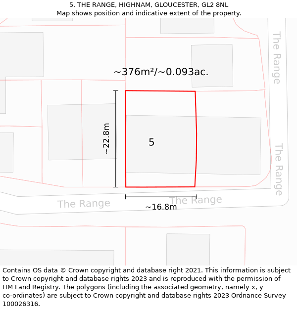 5, THE RANGE, HIGHNAM, GLOUCESTER, GL2 8NL: Plot and title map