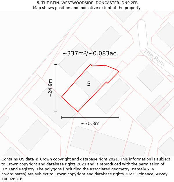 5, THE REIN, WESTWOODSIDE, DONCASTER, DN9 2FR: Plot and title map