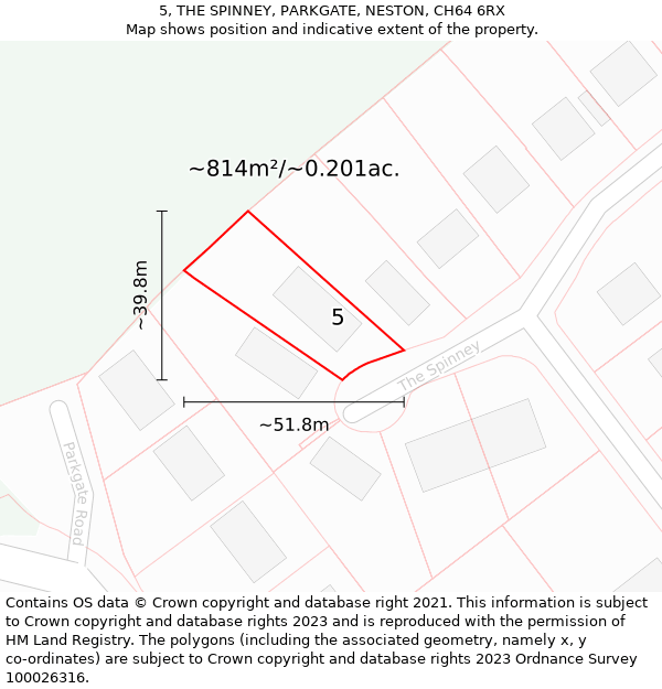 5, THE SPINNEY, PARKGATE, NESTON, CH64 6RX: Plot and title map