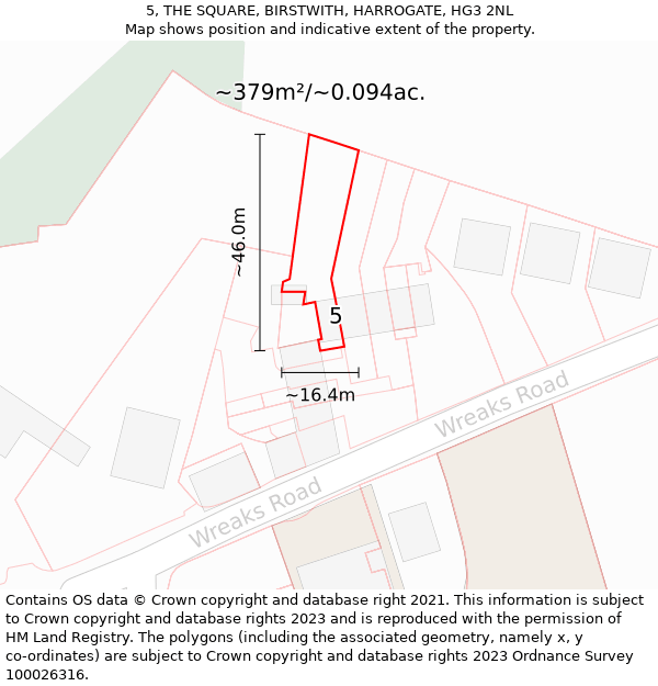 5, THE SQUARE, BIRSTWITH, HARROGATE, HG3 2NL: Plot and title map