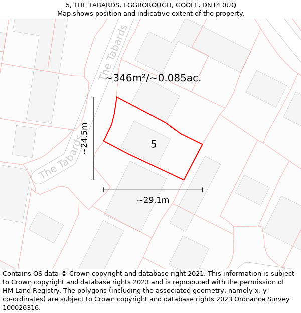 5, THE TABARDS, EGGBOROUGH, GOOLE, DN14 0UQ: Plot and title map