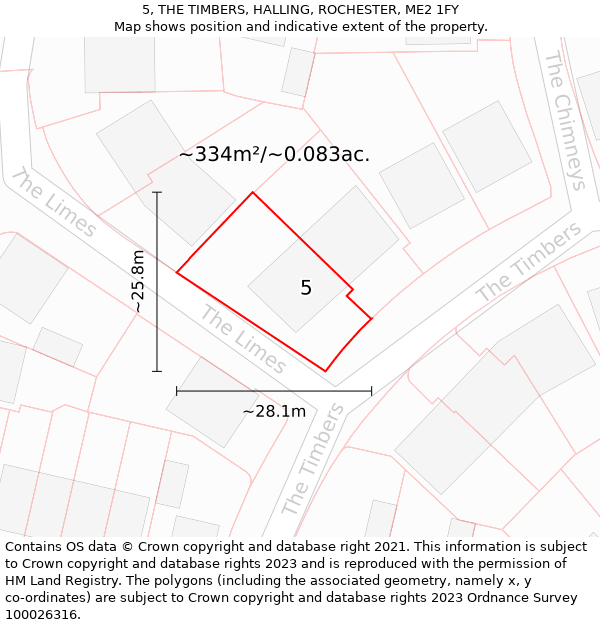 5, THE TIMBERS, HALLING, ROCHESTER, ME2 1FY: Plot and title map