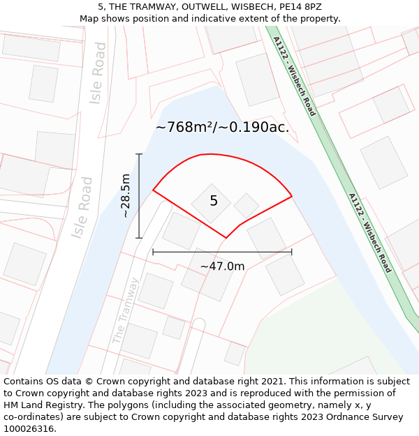 5, THE TRAMWAY, OUTWELL, WISBECH, PE14 8PZ: Plot and title map