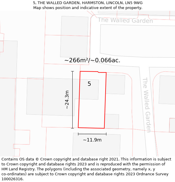 5, THE WALLED GARDEN, HARMSTON, LINCOLN, LN5 9WG: Plot and title map