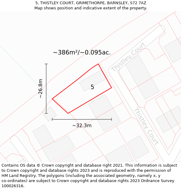 5, THISTLEY COURT, GRIMETHORPE, BARNSLEY, S72 7AZ: Plot and title map