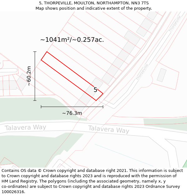 5, THORPEVILLE, MOULTON, NORTHAMPTON, NN3 7TS: Plot and title map