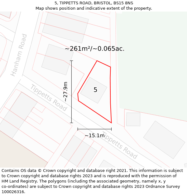 5, TIPPETTS ROAD, BRISTOL, BS15 8NS: Plot and title map