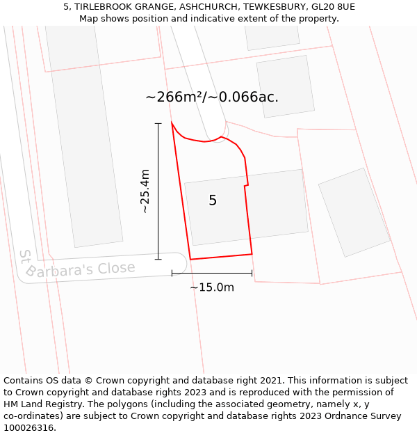 5, TIRLEBROOK GRANGE, ASHCHURCH, TEWKESBURY, GL20 8UE: Plot and title map