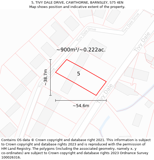 5, TIVY DALE DRIVE, CAWTHORNE, BARNSLEY, S75 4EN: Plot and title map